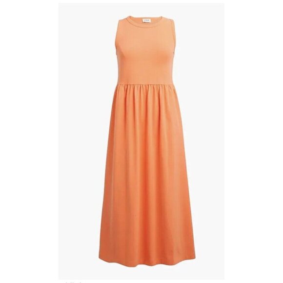 J Crew MIDI Dress Cotton NWTS Stretchy Sleeveless Peach Color Large BR873 1E